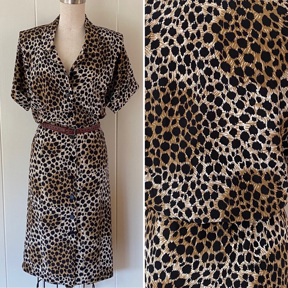 NEW LOW PRICE🔥- Vintage 1980s Von Bramlett Petite Leopard Dress